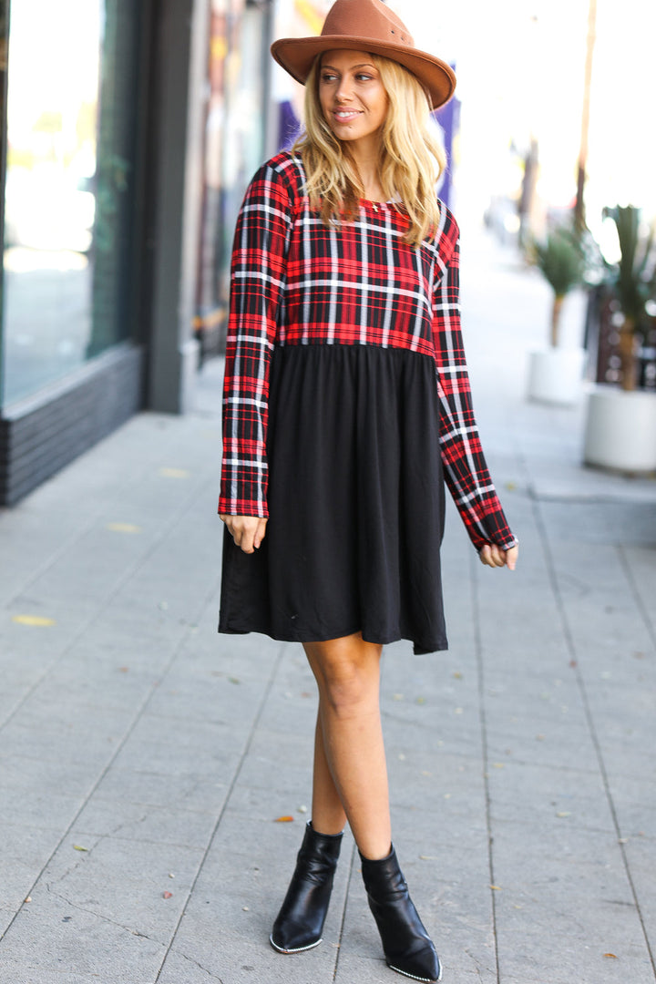 Plaid Twofer Babydoll Dress | Nikki &amp; Co. Boutique