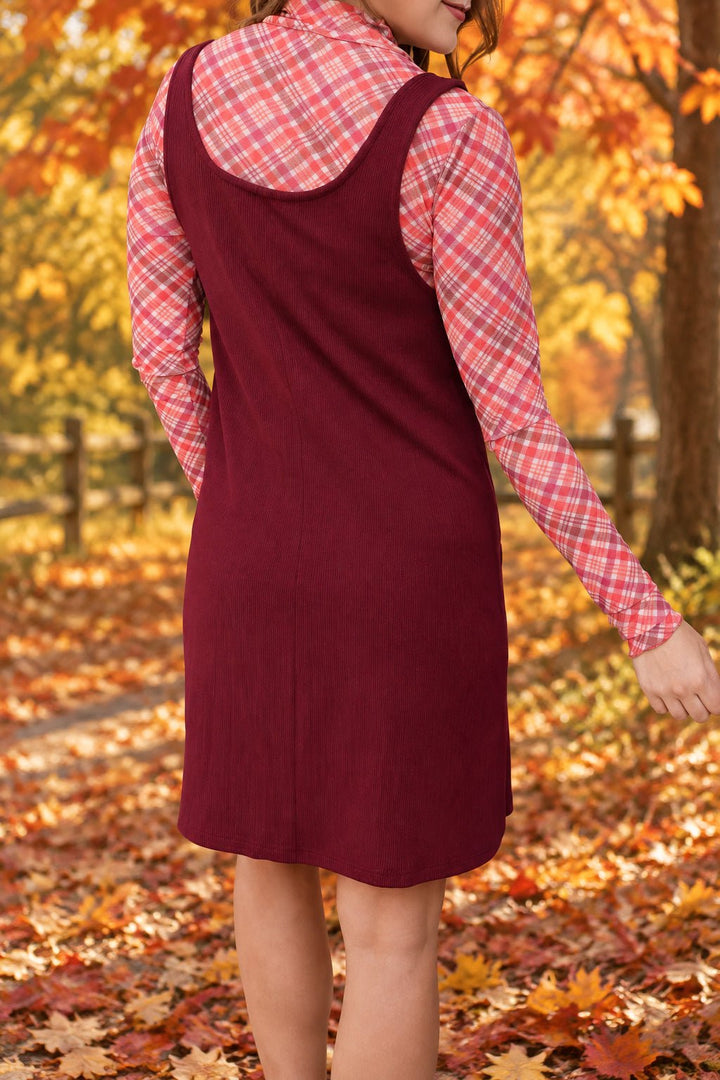Rory Ribbed Jumper Dress - Burgundy, Navy &amp; Red (NP) - Nikki &amp; Co. Boutique