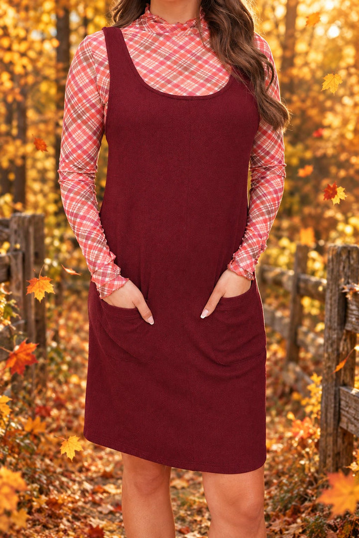 Rory Ribbed Jumper Dress - Burgundy, Navy &amp; Red (NP) - Nikki &amp; Co. Boutique