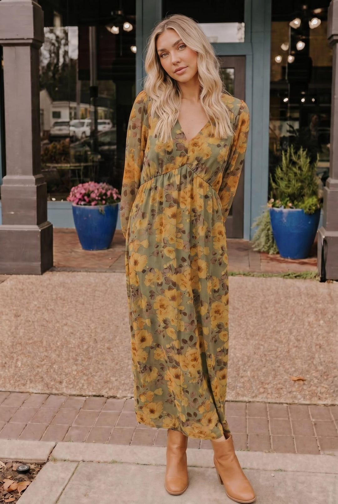Golden Blooms Floral Maxi Dress - Nikki &amp; Co. Boutique