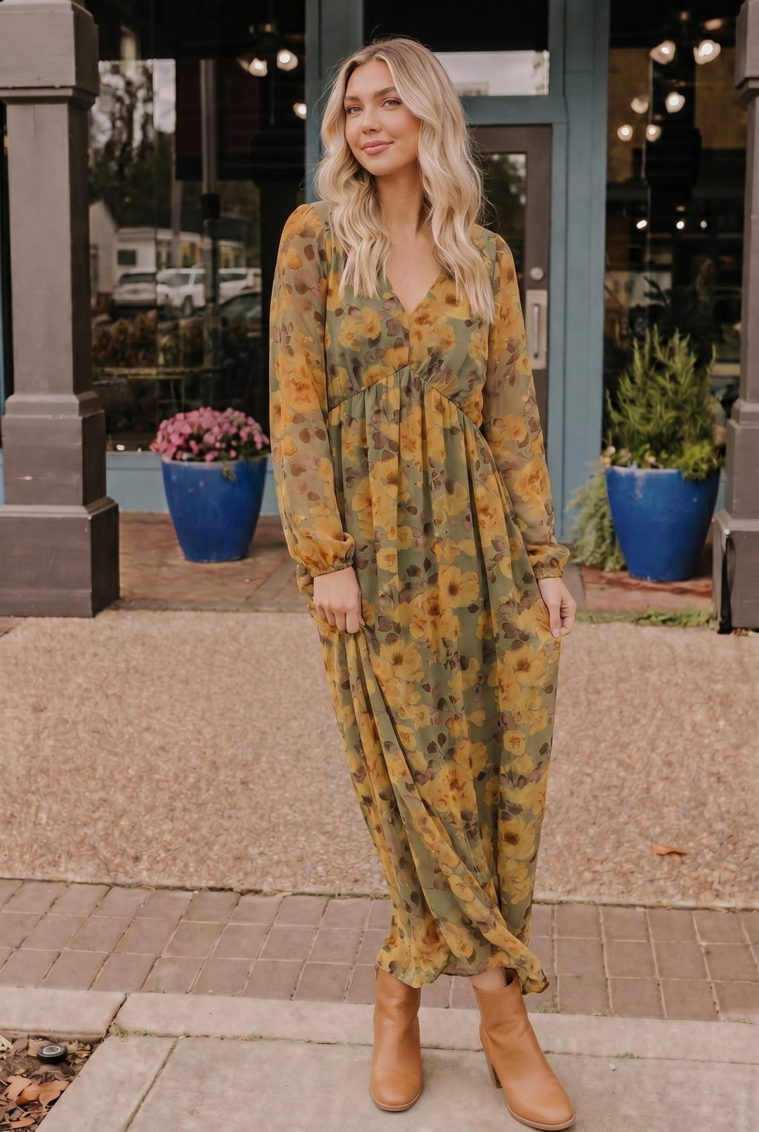 Golden Blooms Floral Maxi Dress - Nikki &amp; Co. Boutique
