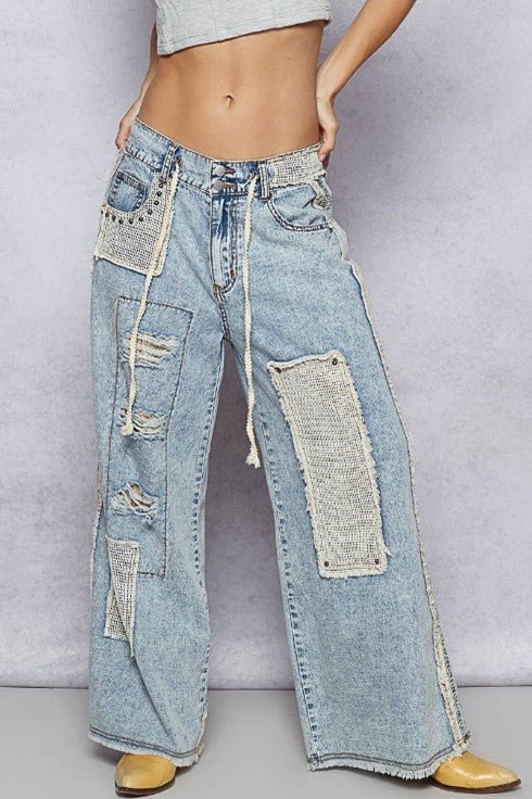 POL (NP) - Boho Pants with Patches, 2 Colors | Nikki &amp; Co. Boutique