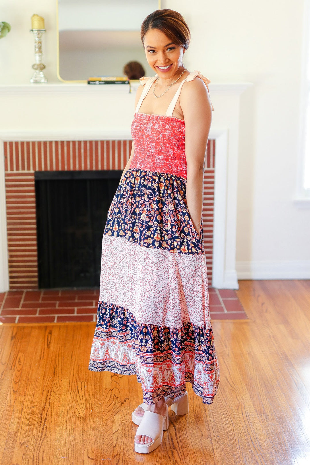 Vacay Vibes Orange Floral Smocked Tube Top Tiered Maxi Dress | Nikki &amp; Co. Boutique
