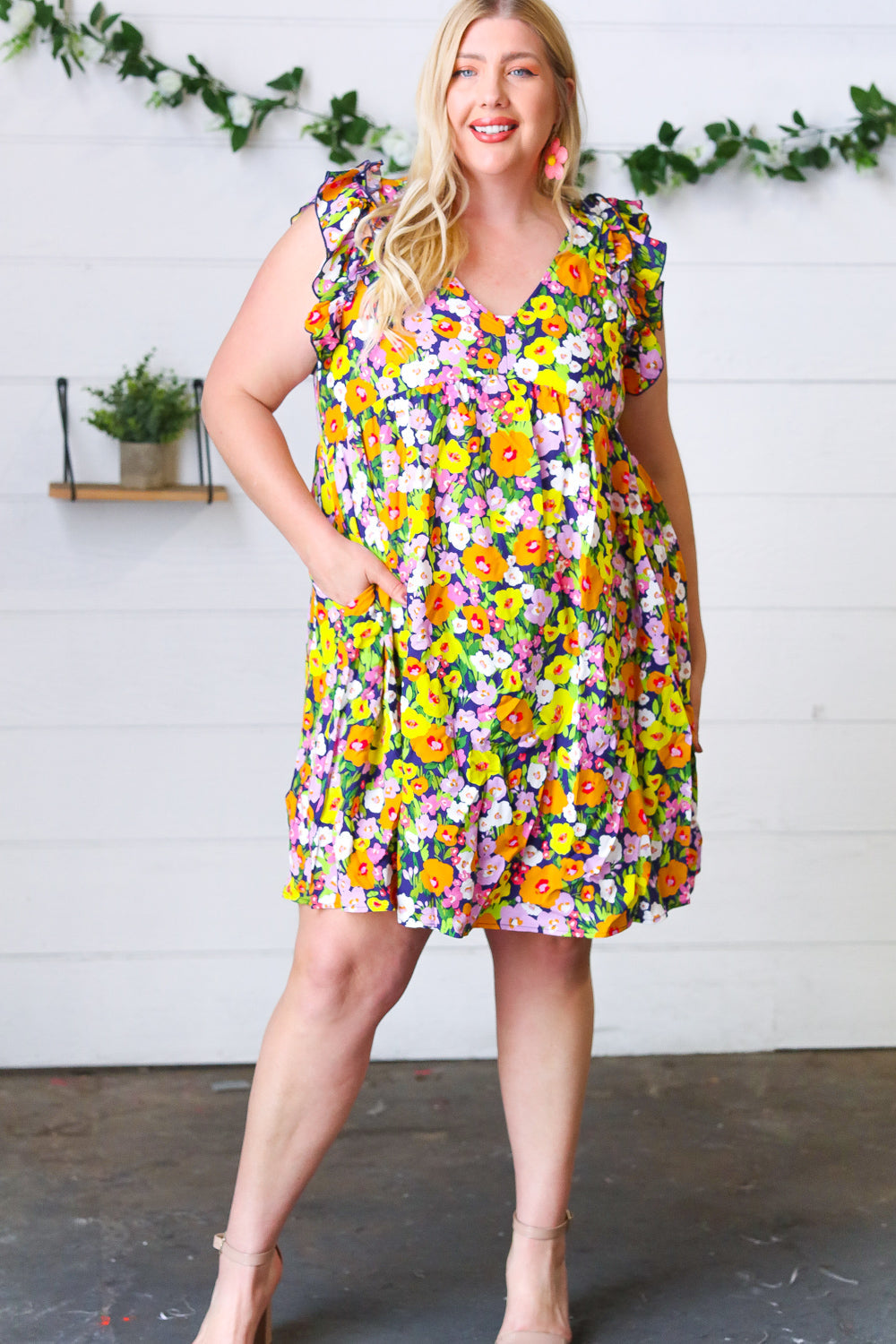 Indigo &amp; Lemon Floral Babydoll Ruffle Dress | Nikki &amp; Co. Boutique