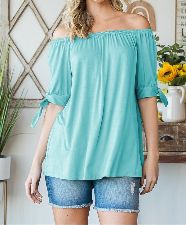 Solid Color, Off the Shoulder, Short Sleeve Top | (NP) - Nikki &amp; Co. Boutique