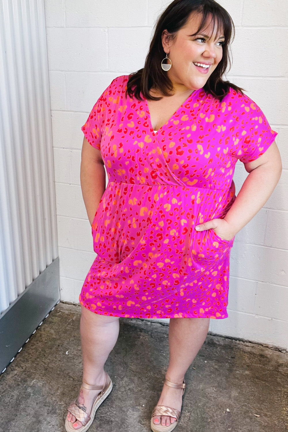 Rose Leopard Surplice V Neck Pocketed Dress | Nikki &amp; Co. Boutique