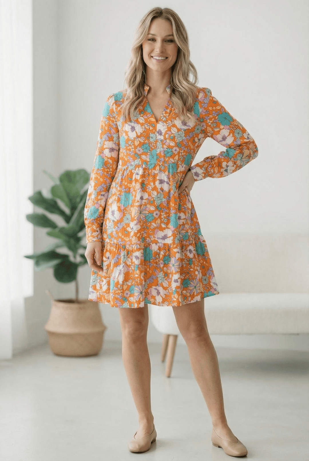 Tangerine Dreaming Floral Dress | Nikki &amp; Co. Boutique