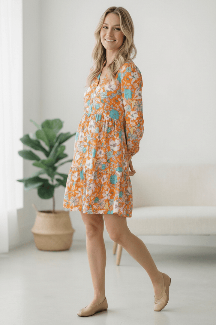 Tangerine Dreaming Floral Dress | Nikki &amp; Co. Boutique