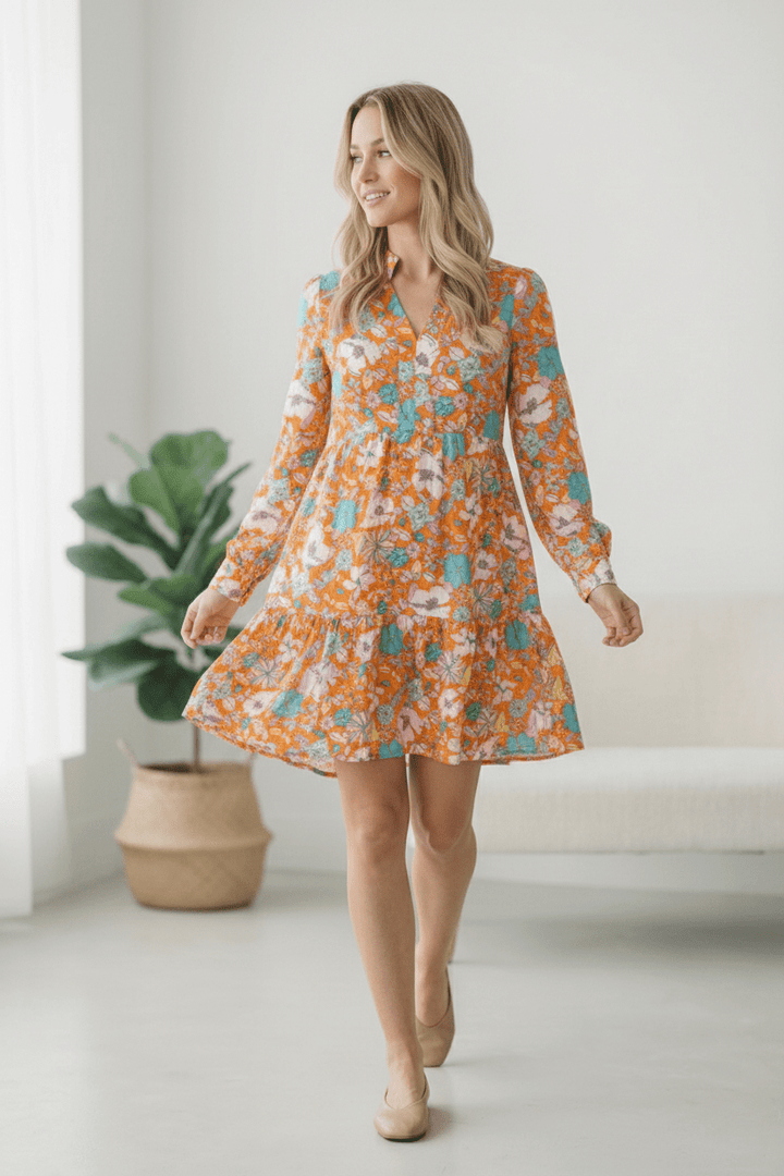Tangerine Dreaming Floral Dress | Nikki &amp; Co. Boutique