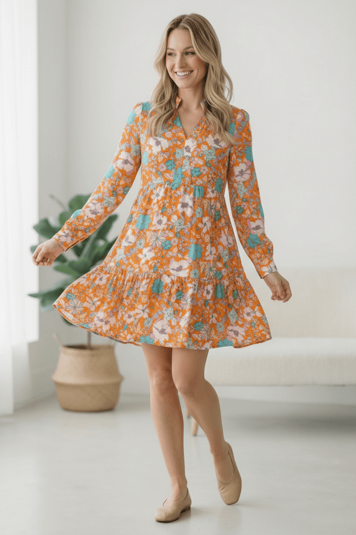 Tangerine Dreaming Floral Dress | Nikki &amp; Co. Boutique