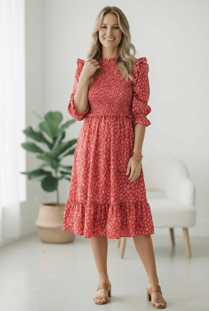 Be My Spring Sweetie Tomato Animal Smocked Dress | Nikki &amp; Co. Boutique