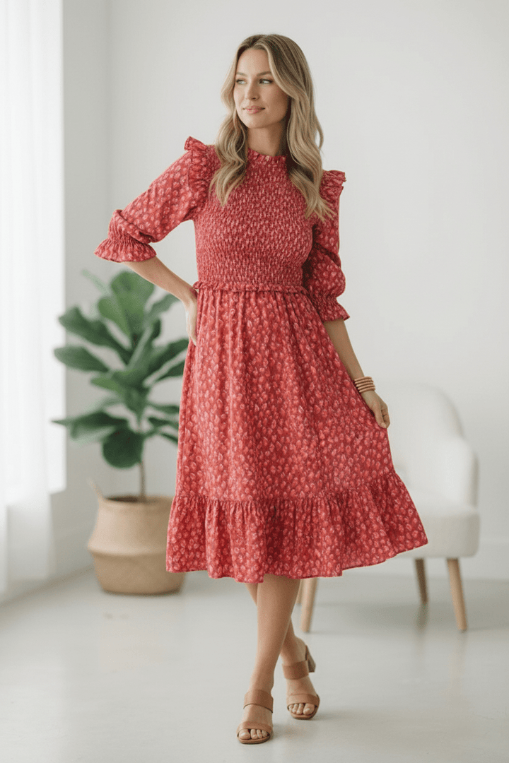 Be My Spring Sweetie Tomato Animal Smocked Dress | Nikki &amp; Co. Boutique
