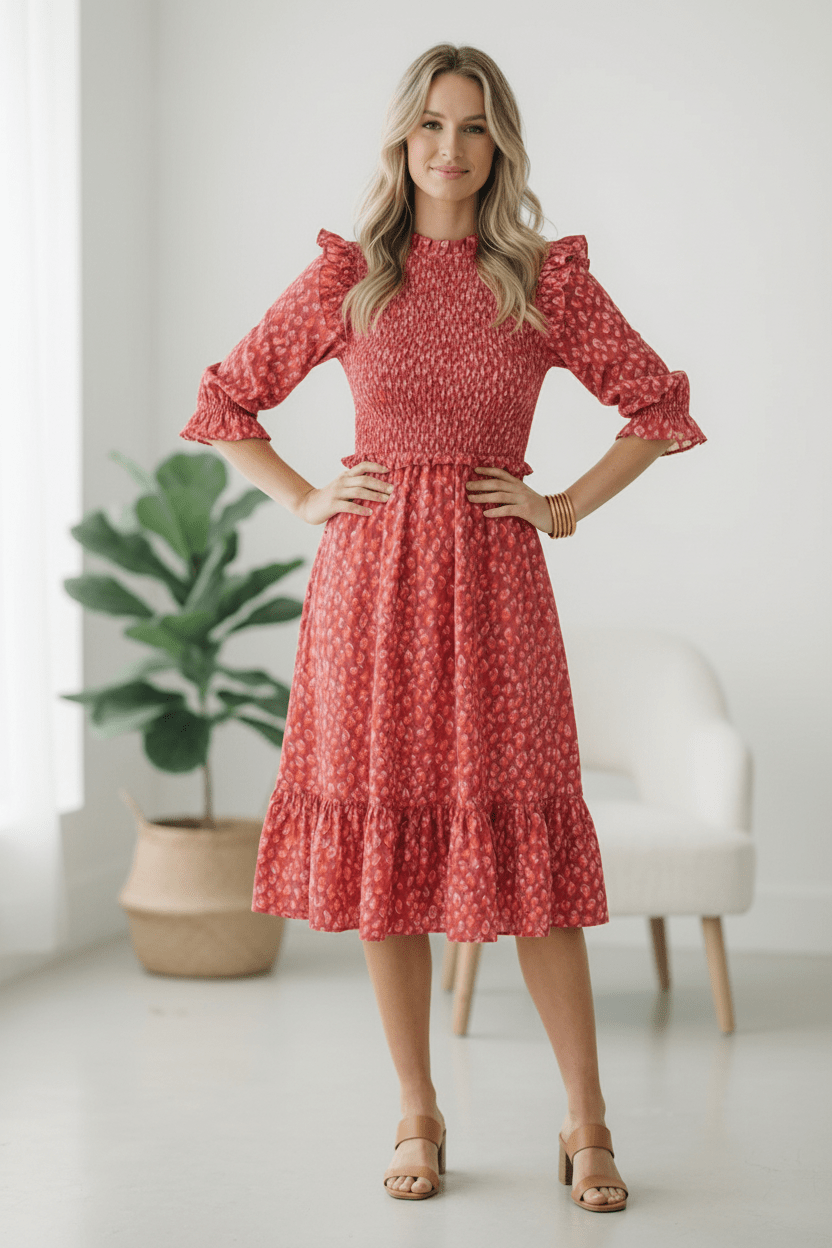 Be My Spring Sweetie Tomato Animal Smocked Dress | Nikki &amp; Co. Boutique