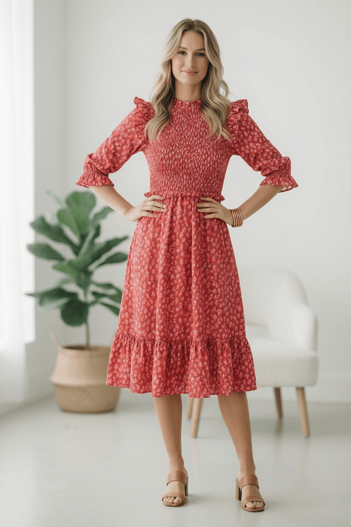 Be My Spring Sweetie Tomato Animal Smocked Dress | Nikki &amp; Co. Boutique