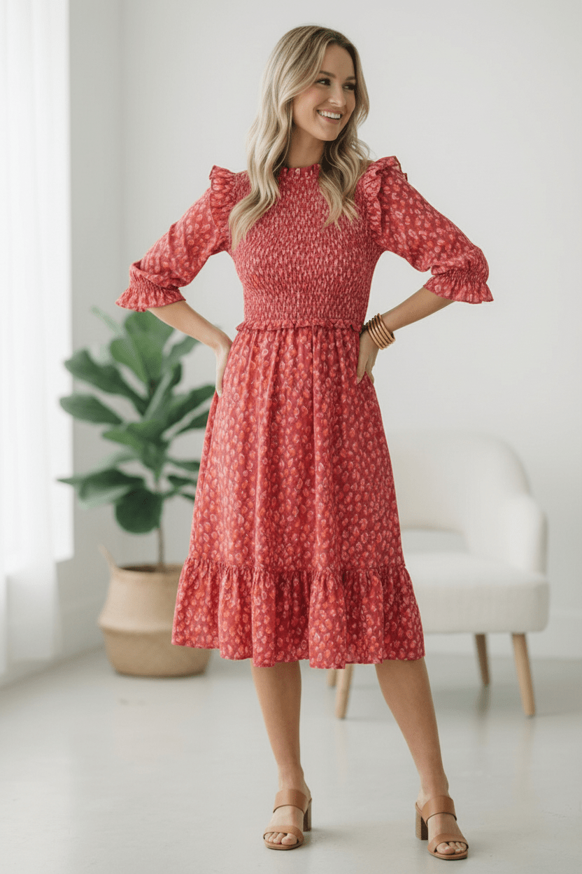 Be My Spring Sweetie Tomato Animal Smocked Dress | Nikki &amp; Co. Boutique