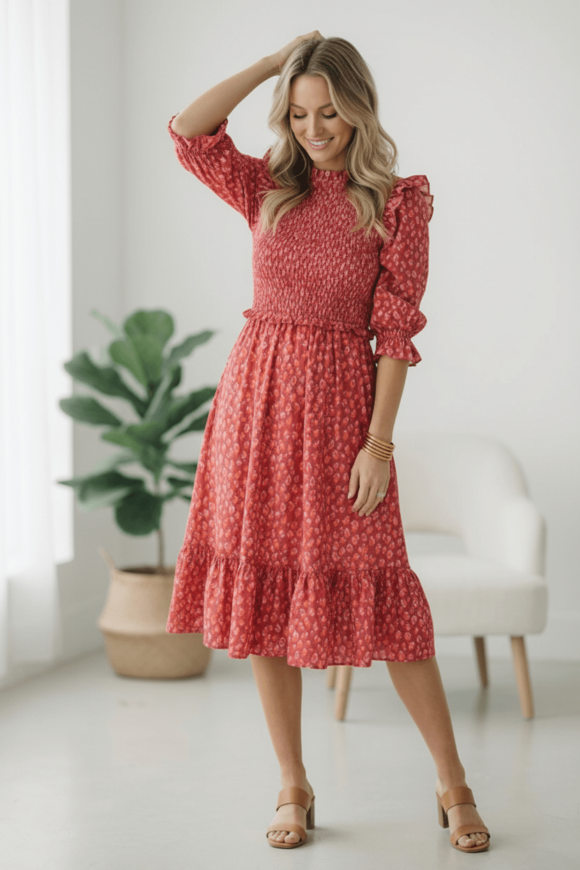 Be My Spring Sweetie Tomato Animal Smocked Dress | Nikki &amp; Co. Boutique
