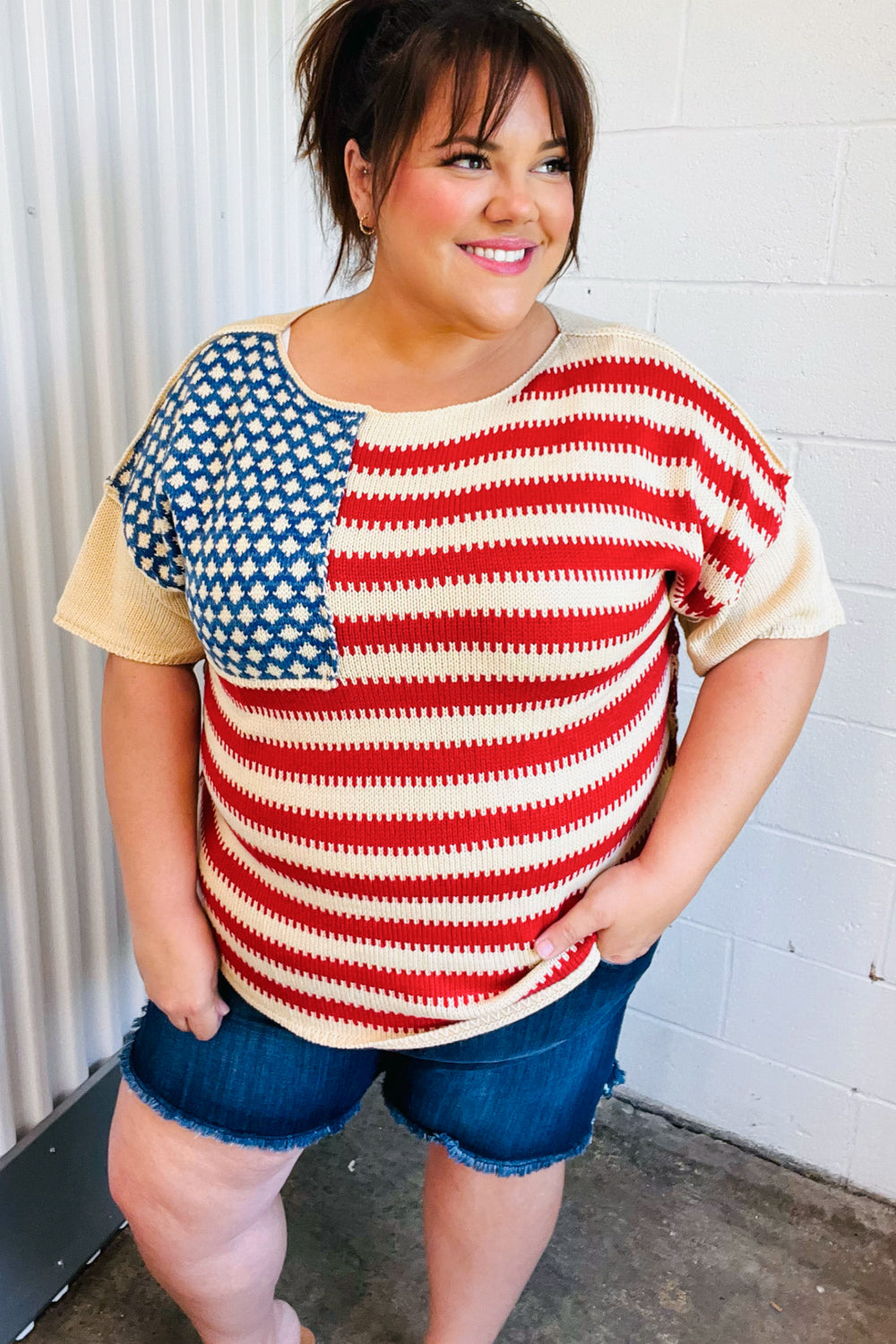 American Flag Jacquard Knit Sweater Top | Nikki &amp; Co. Boutique