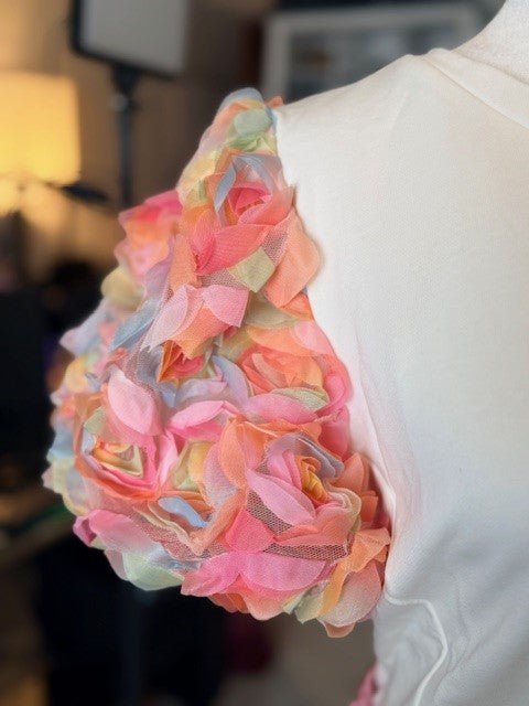3D Floral Mixed Media French Terry Top (NP) - Off White | Nikki &amp; Co. Boutique
