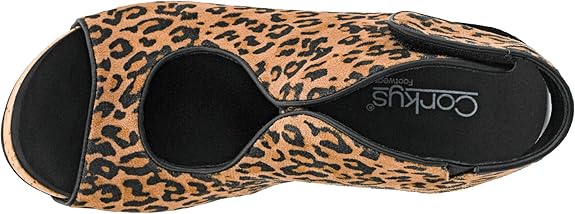 Leopard print sandal with 'Goruck' branding on a black background