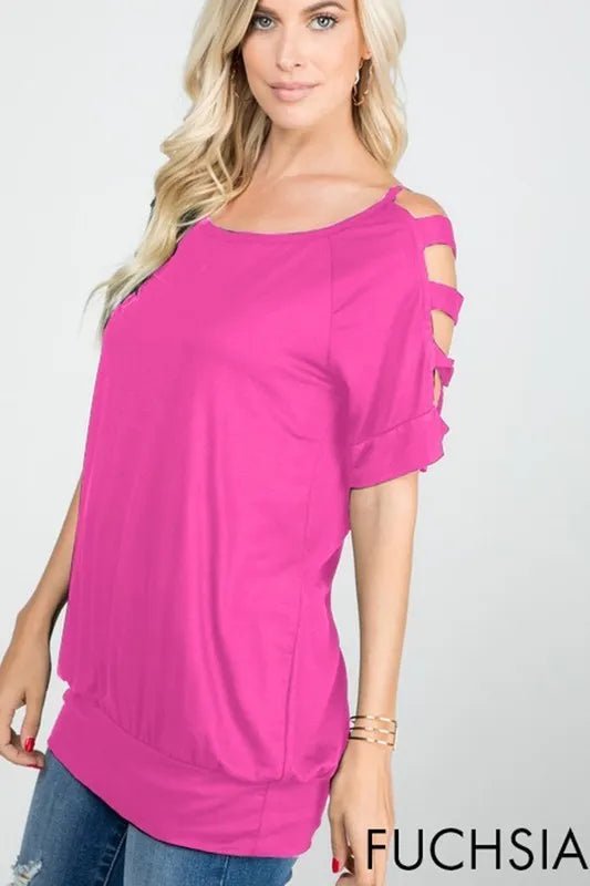 Summer Top with Cutout Shorts Sleeves (NP) - all sizes | Nikki &amp; Co. Boutique