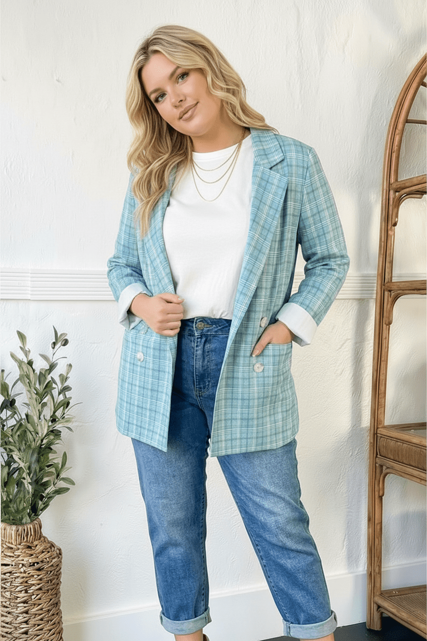 Mint To Be Plaid Blazer | Nikki &amp; Co. Boutique