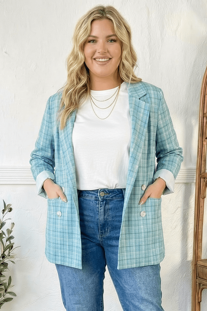 Mint To Be Plaid Blazer | Nikki &amp; Co. Boutique