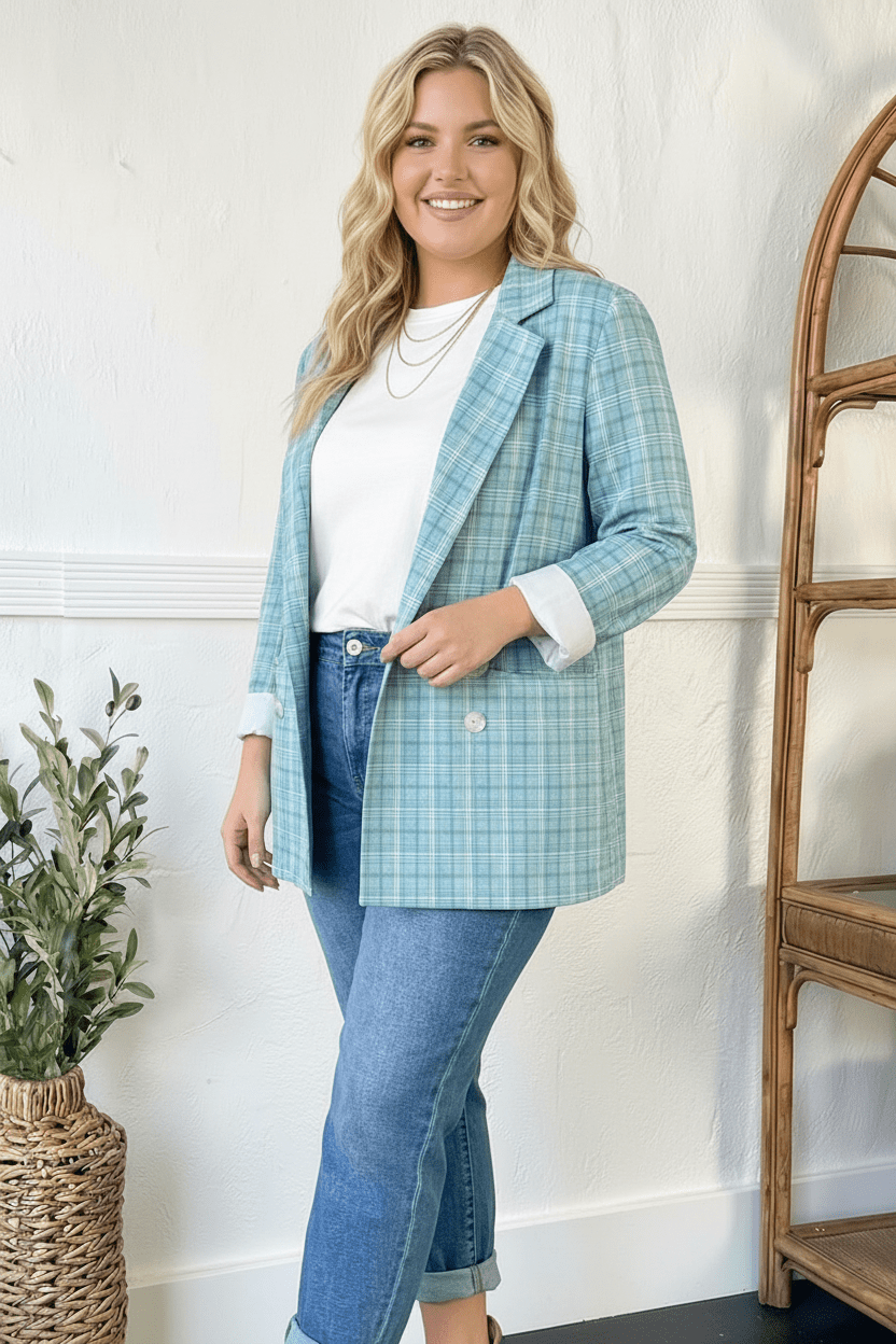 Mint To Be Plaid Blazer | Nikki &amp; Co. Boutique