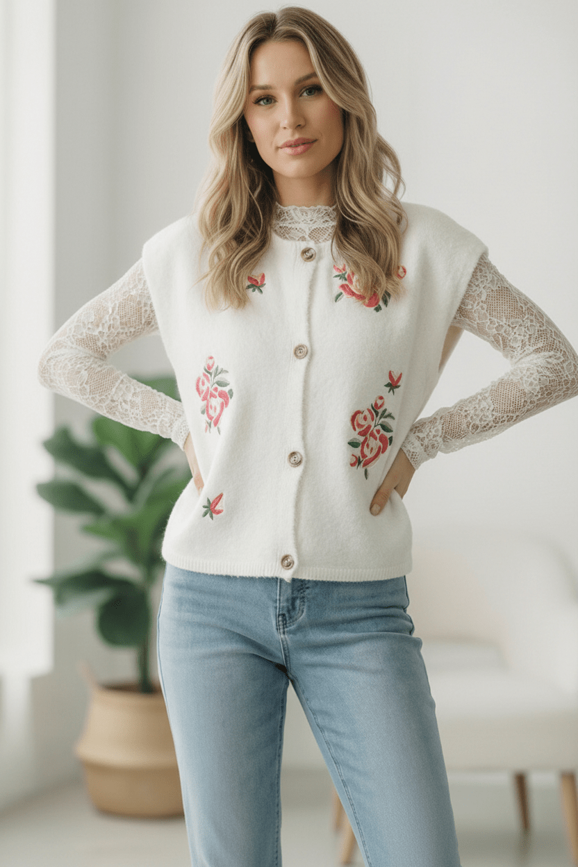 Rose Garden Knit Vest | Nikki &amp; Co. Boutique