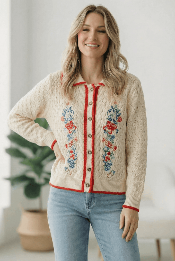 Vintage Blooms Embroidered Cardigan - Nikki &amp; Co. Boutique