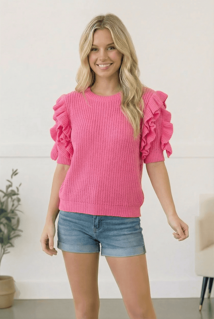 Flirty Flutter Sleeve Knit Top | Nikki &amp; Co. Boutique