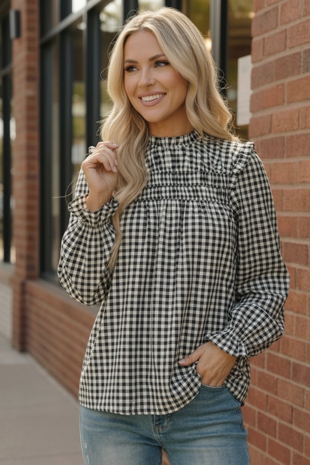 Wildwood Check White Smock | Nikki &amp; Co. Boutique