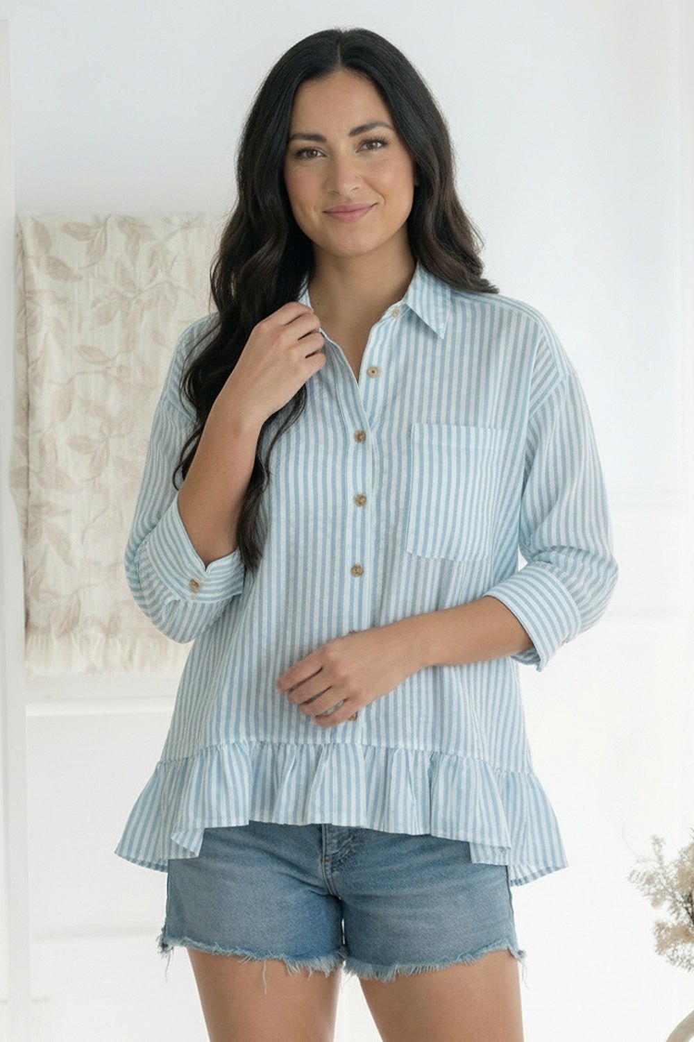 Pretty Please Blue Peplum Blouse | Nikki &amp; Co. Boutique