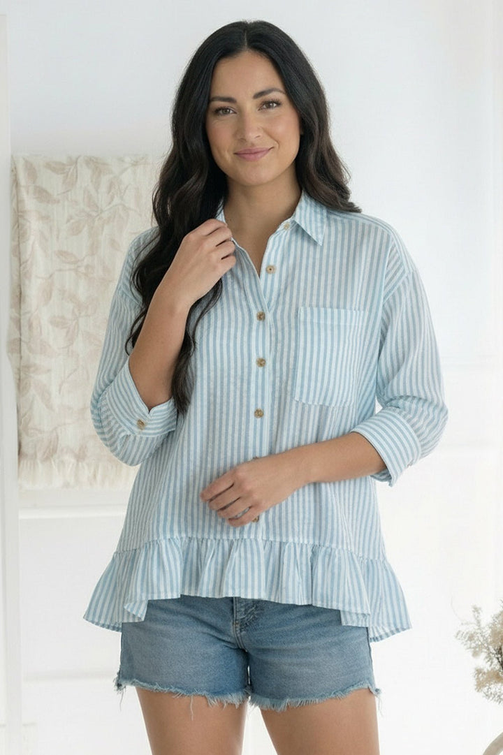 Pretty Please Blue Peplum Blouse | Nikki &amp; Co. Boutique