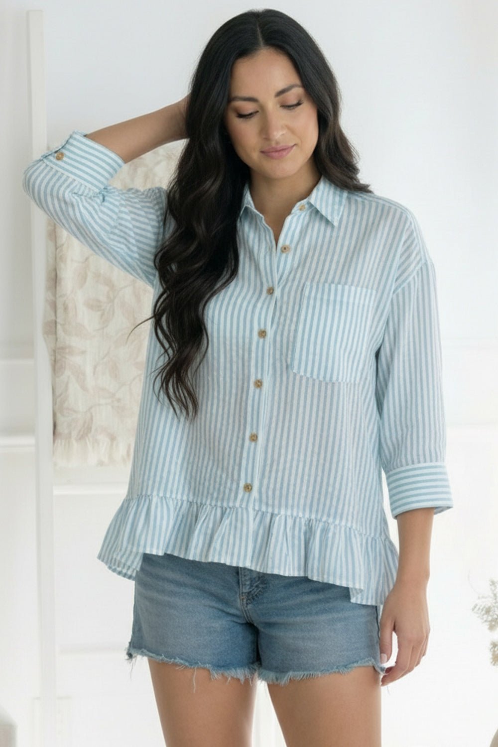 Pretty Please Blue Peplum Blouse | Nikki &amp; Co. Boutique