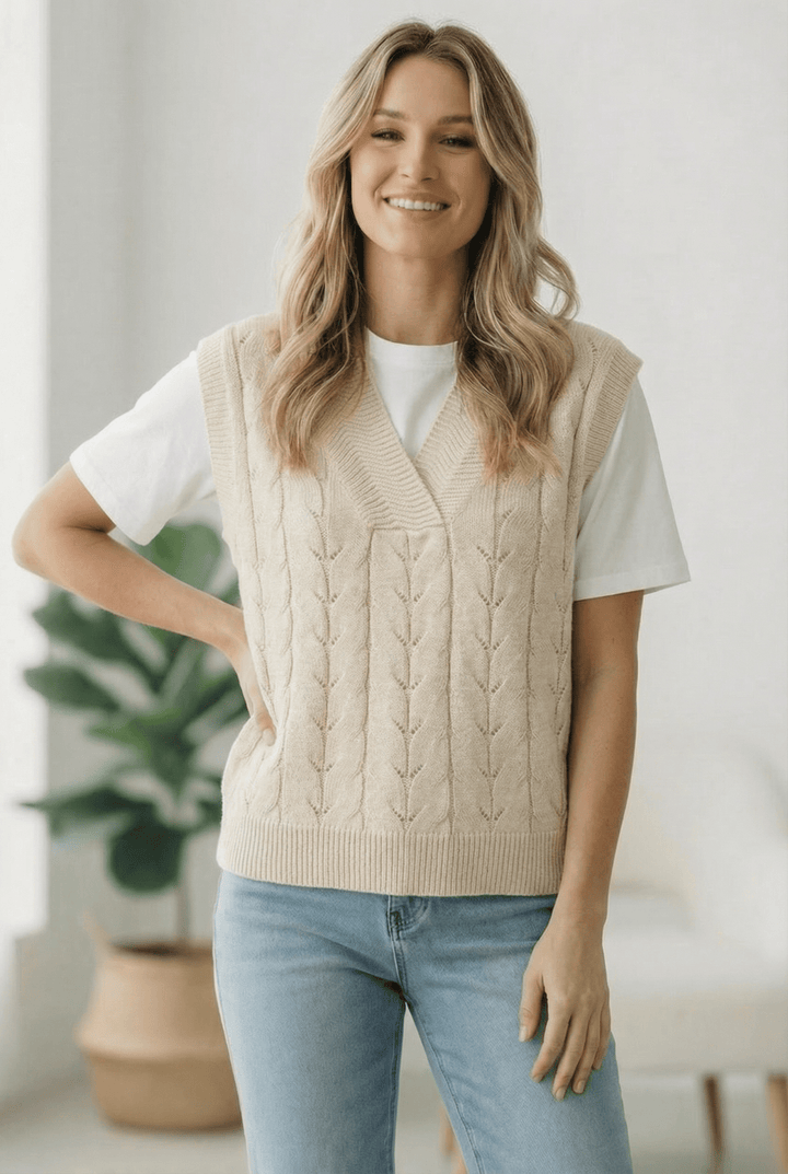 The Soft Breeze Cream Sweater Vest | Nikki &amp; Co. Boutique