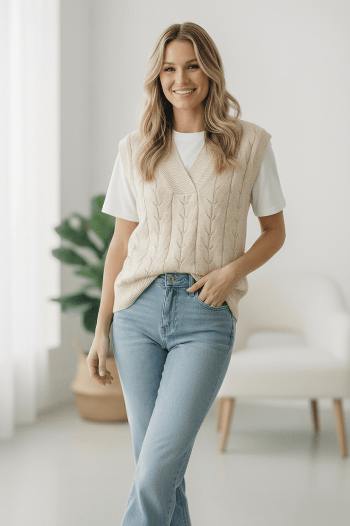 The Soft Breeze Cream Sweater Vest | Nikki &amp; Co. Boutique