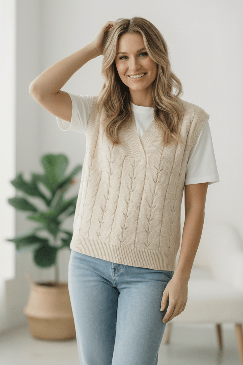 The Soft Breeze Cream Sweater Vest | Nikki &amp; Co. Boutique