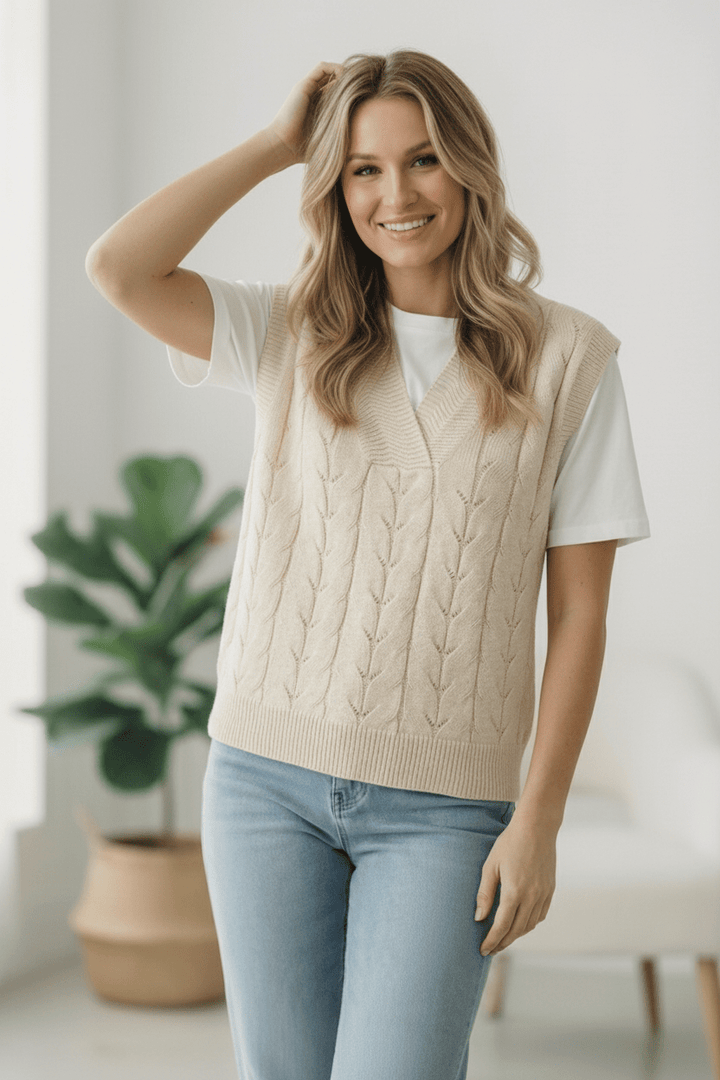 The Soft Breeze Cream Sweater Vest | Nikki &amp; Co. Boutique