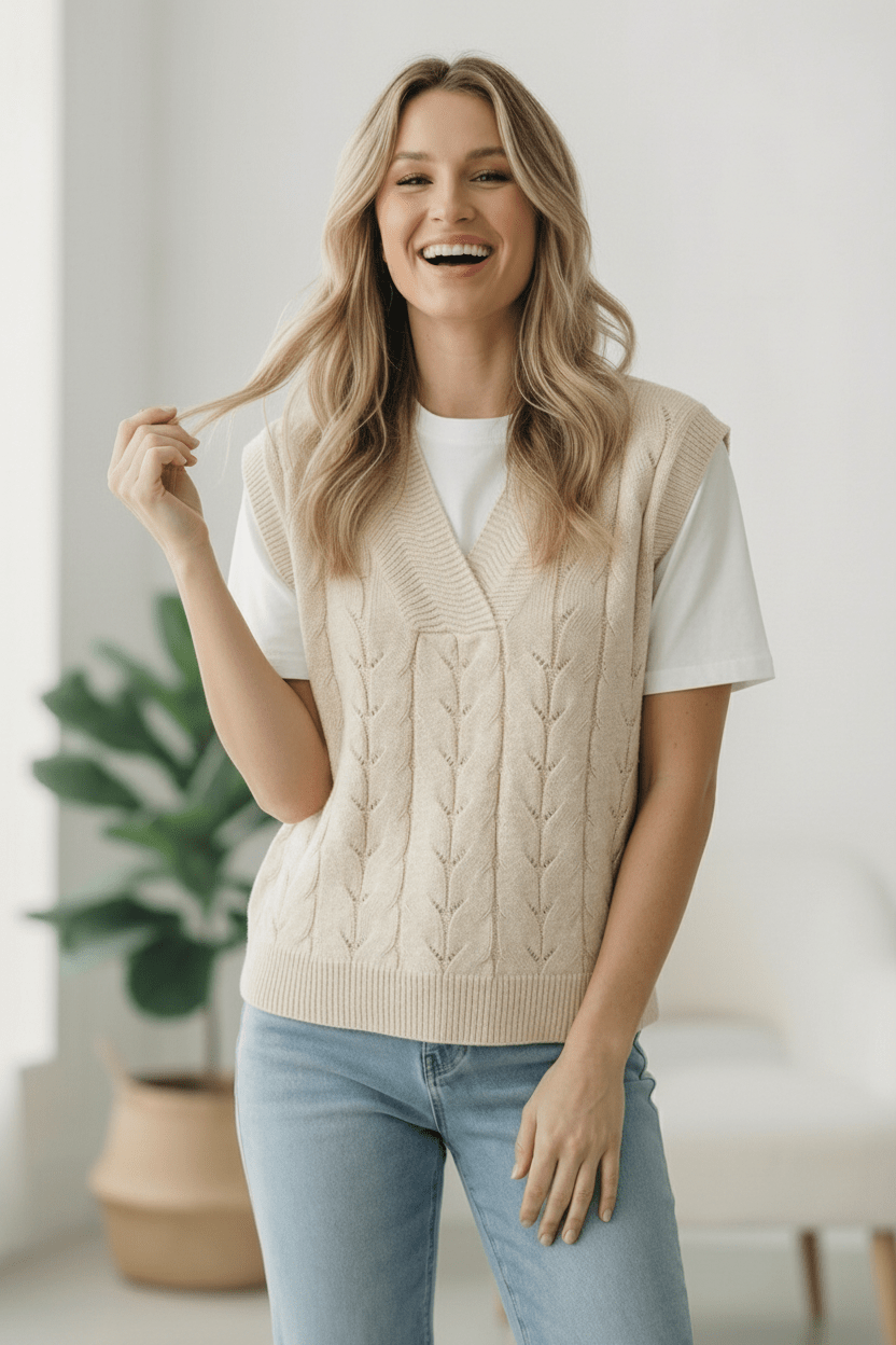 The Soft Breeze Cream Sweater Vest | Nikki &amp; Co. Boutique