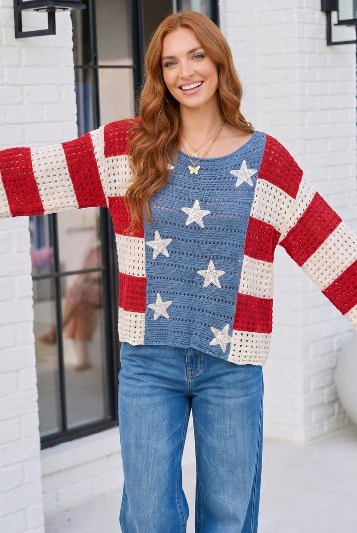 Stars and Stripes Crochet Sweater