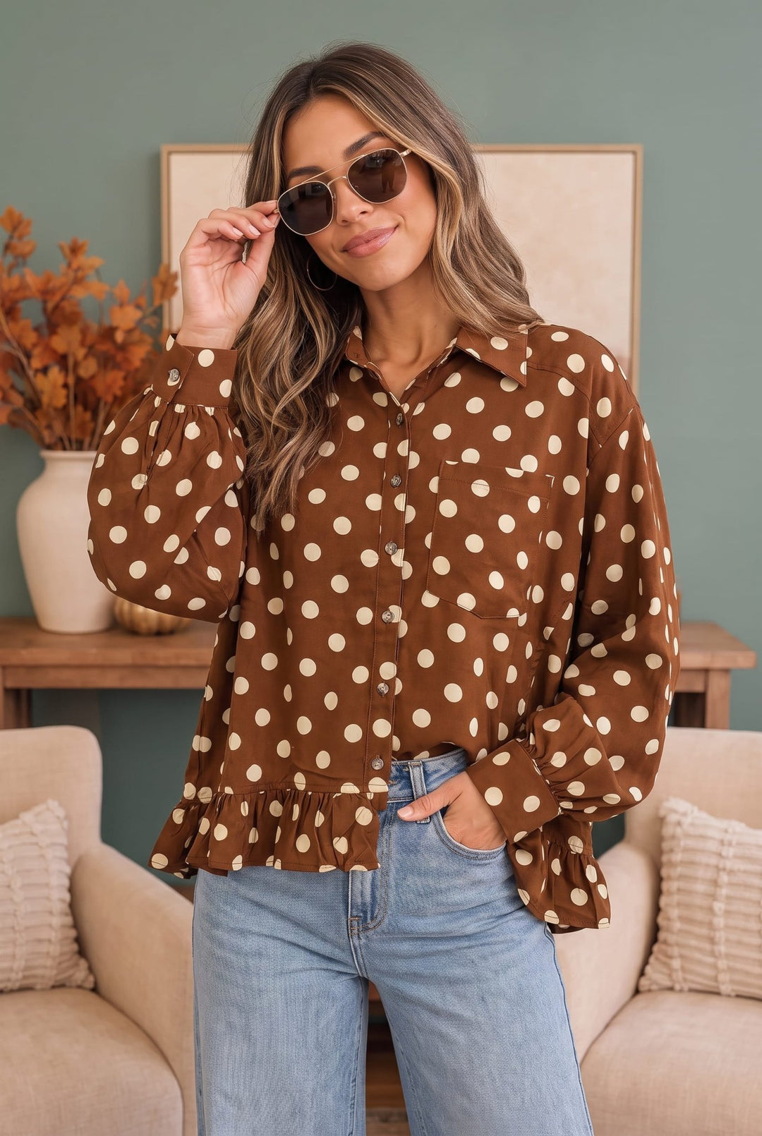 Spotted in Style Polka Dot Ruffle Blouse - Nikki &amp; Co. Boutique