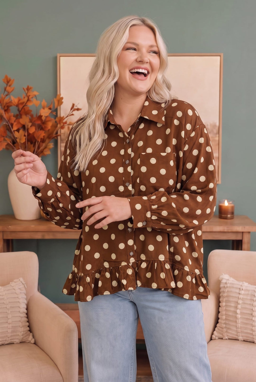 Spotted in Style Polka Dot Ruffle Blouse - Nikki &amp; Co. Boutique