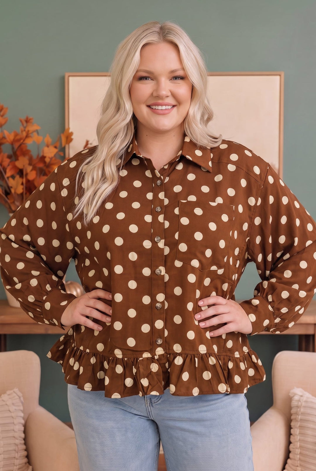 Spotted in Style Polka Dot Ruffle Blouse - Nikki &amp; Co. Boutique