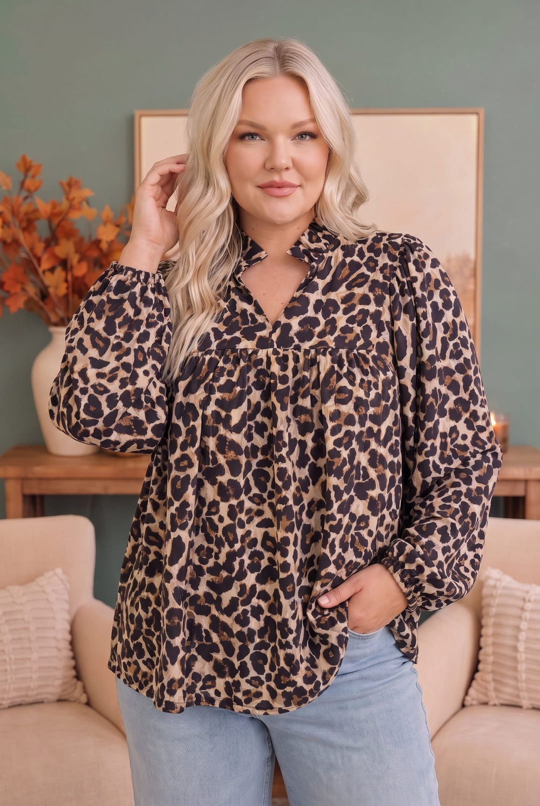 Haptics Leopard Print Babydoll Blouse - Nikki &amp; Co. Boutique