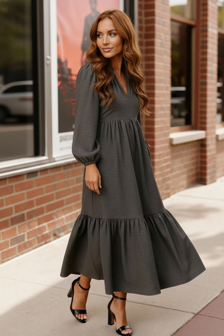 Slate Serenade Maxi Dress | Nikki &amp; Co. Boutique