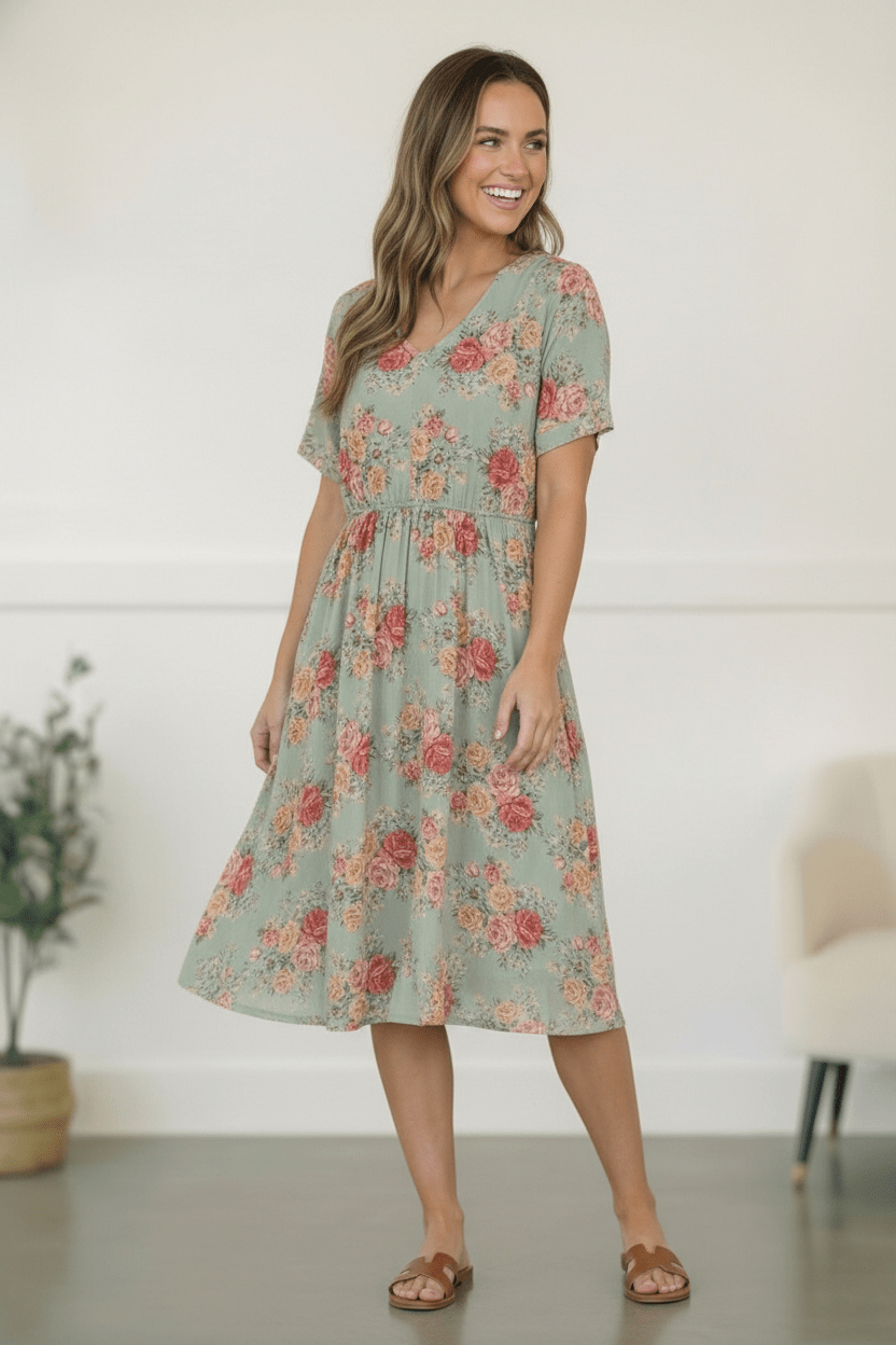 Spring at a Garden Wedding Midi Dress | Nikki &amp; Co. Boutique