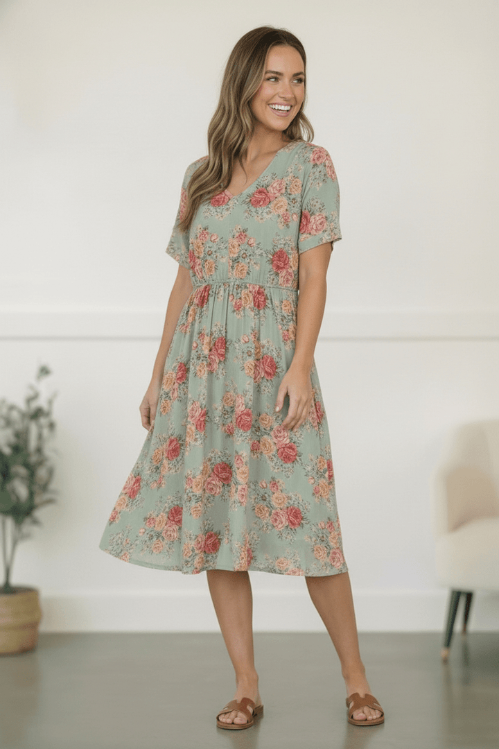 Spring at a Garden Wedding Midi Dress | Nikki &amp; Co. Boutique