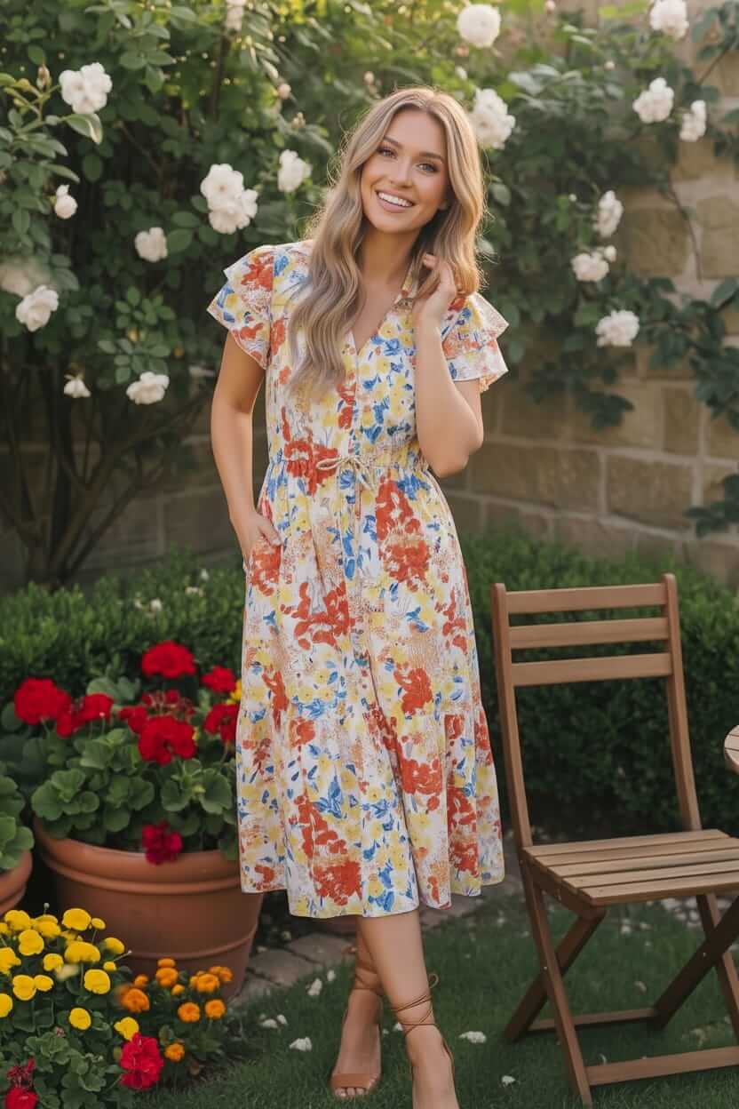 Sunny and Bright Floral Midi Dress - Nikki &amp; Co. Boutique