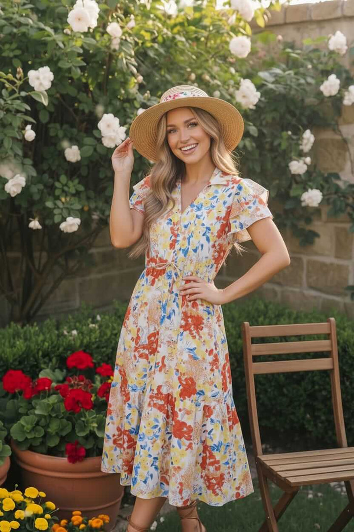 Sunny and Bright Floral Midi Dress - Nikki &amp; Co. Boutique
