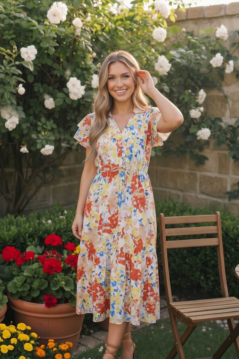 Sunny and Bright Floral Midi Dress - Nikki &amp; Co. Boutique